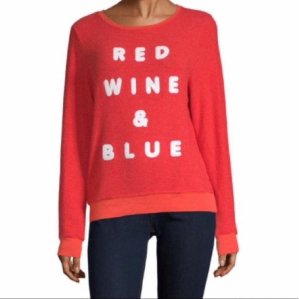Wildfox Red Wine and Blue Sweatshirt Sweater
